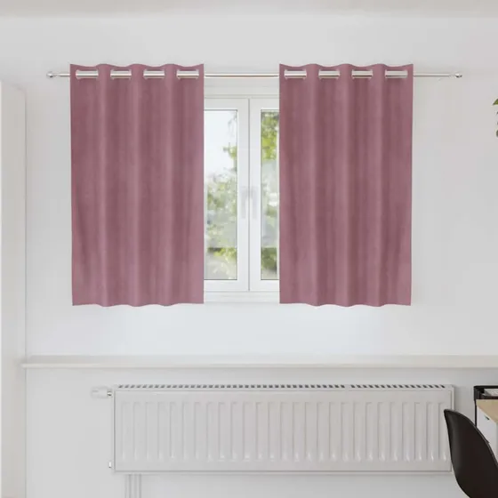 vidaXL Mørklægningsgardiner 2 stk Mørk Pink 140 x 140 cm Fløjl