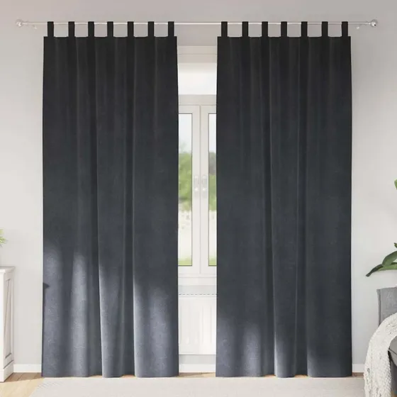 vidaXL Mørklægningsgardiner 2 stk Lysegrå 140 x 225 cm Fløjl