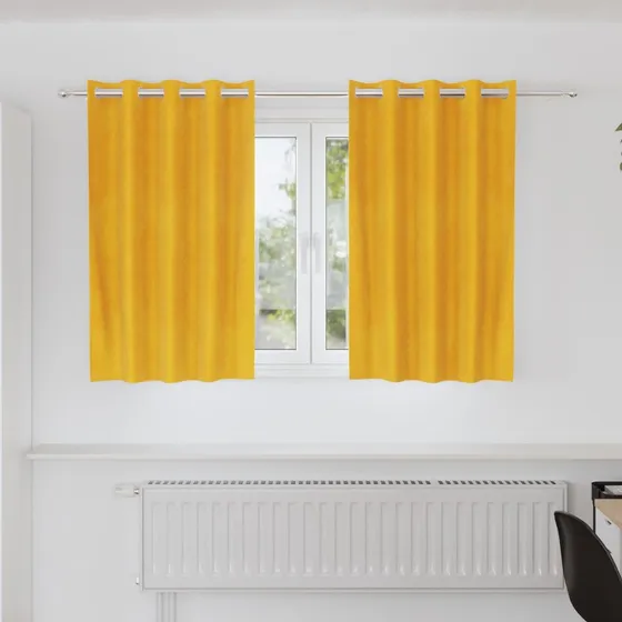 vidaXL Mørklægningsgardiner 2 stk Sennepsgul 140 x 140 cm Fløjl