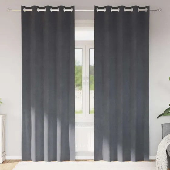 vidaXL Mørklægningsgardiner 2 stk Lysegrå 140 x 245 cm Fløjl