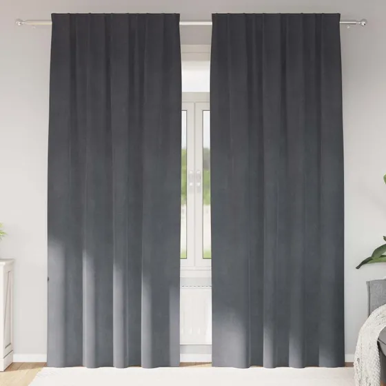 vidaXL Mørklægningsgardiner 2 stk Lysegrå 140 x 260 cm Fløjl