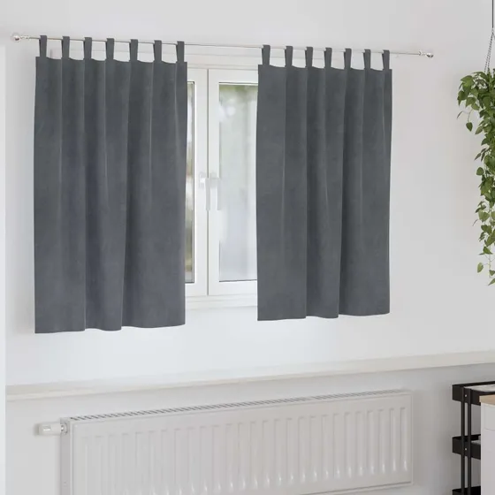 vidaXL Mørklægningsgardiner 2 stk Lysegrå 140 x 140 cm Fløjl