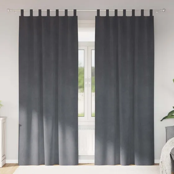 vidaXL Mørklægningsgardiner 2 stk Lysegrå 140 x 225 cm Fløjl