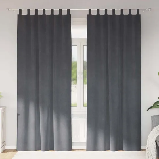 vidaXL Mørklægningsgardiner 2 stk Lysegrå 140 x 245 cm Fløjl