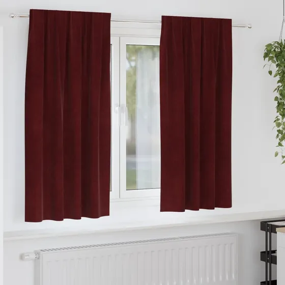 vidaXL Mørklægningsgardiner 2 stk Vinrød 140 x 175 cm Fløjl