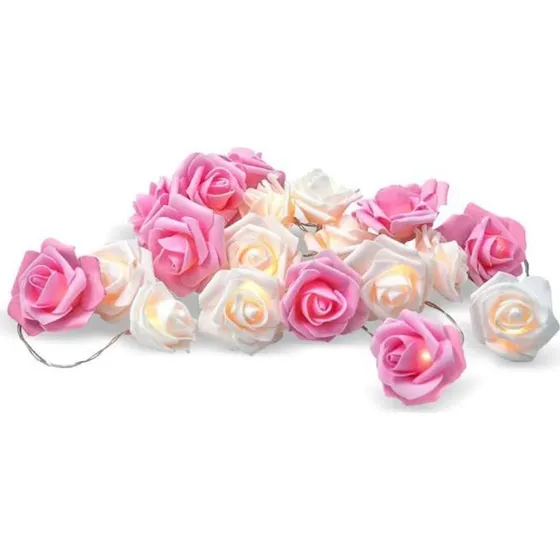 Mikamax Romance Rose Lysslynge – 20 LED, Kunstige Roser, 3 m