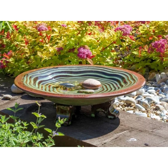Wildlife World Echoes grønt keramik fuglebad