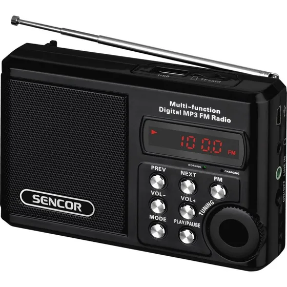 Sencor SRD 215 B Analog Radio, Sort
