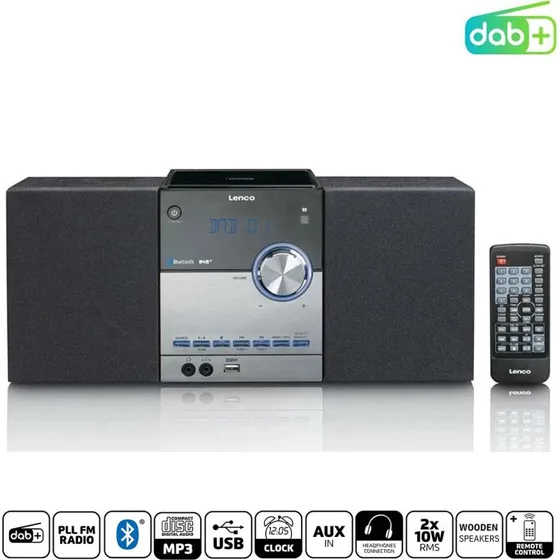 Lenco MC-150 DAB+/FM/CD/Bluetooth & USB-afspiller, Sort