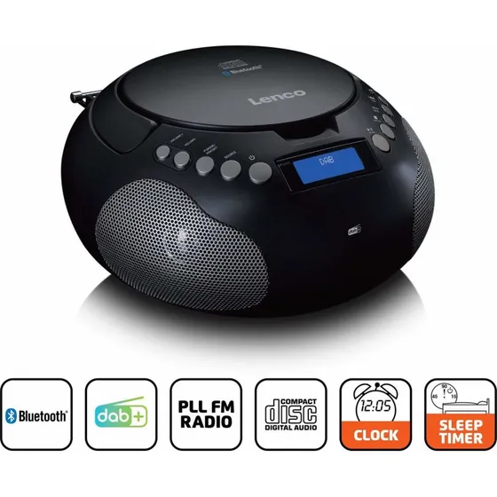 Lenco SCD-341 Boombox med DAB+/FM-radio og Bluetooth, sort