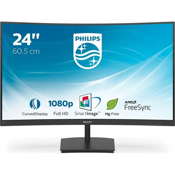 Philips E-line 241E1SC 24" buet Full HD VA-skærm, 75 Hz, sort