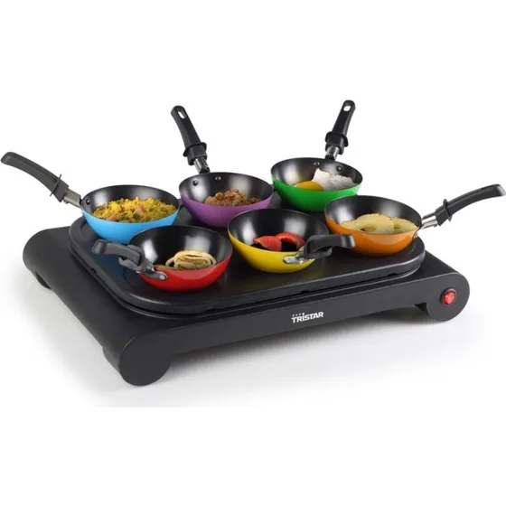 Tristar BP-2827 Wokset 6 personer med 6 farvede pander