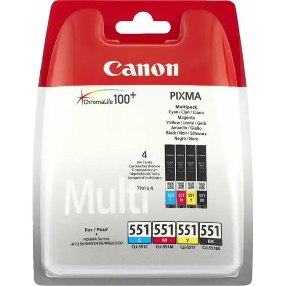 Canon CLI-551 Multi Pack (Sort/Cyan/Magenta/Gul) 4x7ml
