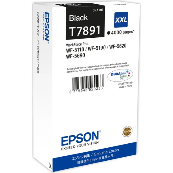 Epson T7891 Sort XXL Blækpatron (4000 sider)