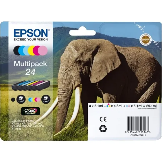 Epson Elephant Multipack 6-farve 24 Claria Photo HD Ink