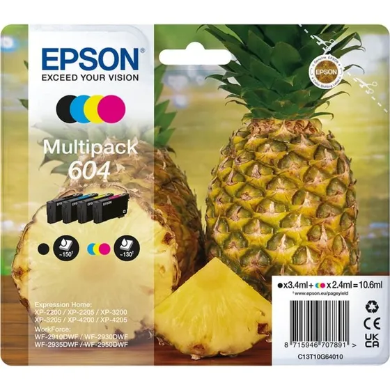Epson 604 Multipak Ananas - Sort, Cyan, Magenta, Gul