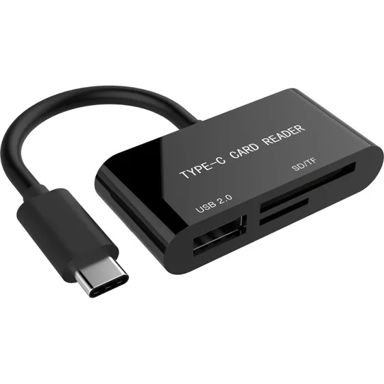 Gembird UHB-CR3-02 USB-C SD/microSD Kortlæser, Sort