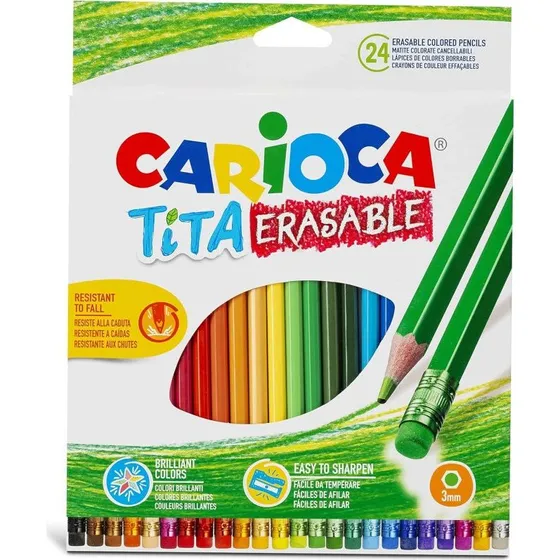 Carioca TITA Erasable Farveblyanter 24 Farver, 3 mm