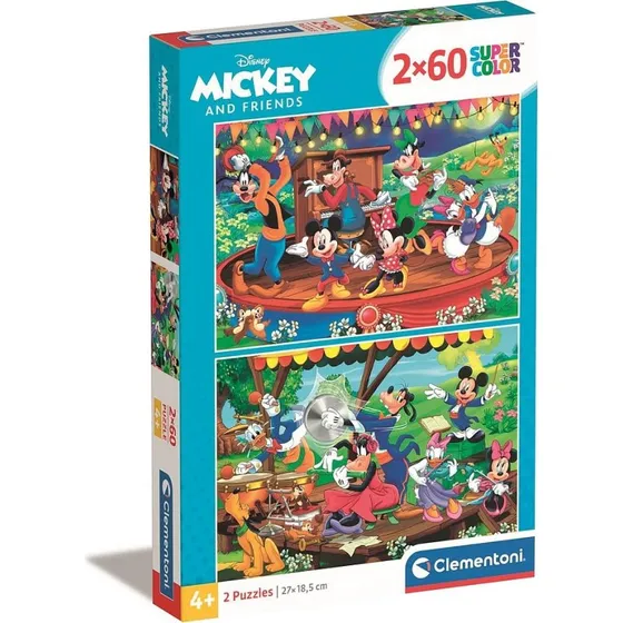 Clementoni Disney Mickey Mouse Orkester 2x60 Brikker Puslespil
