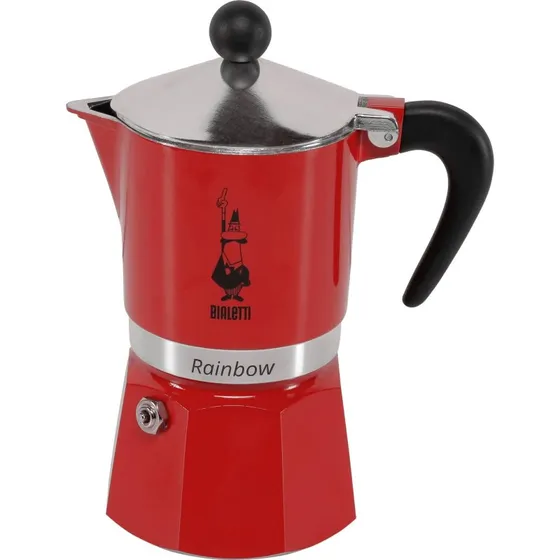 Bialetti Rainbow Espressokande 3 kopper, rød