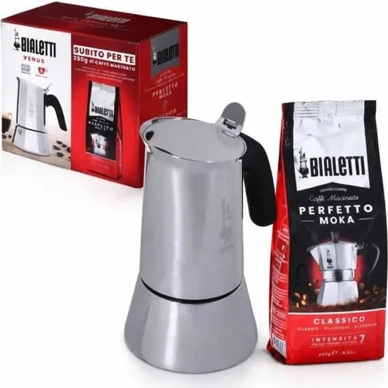 Bialetti Venus 6 kop Induktionskaffeboiler, Silver, 235 ml