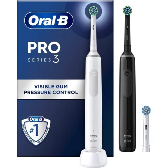 Oral-B Pro Series 3 Elektrisk Tandbørste Duo Sort/Hvid
