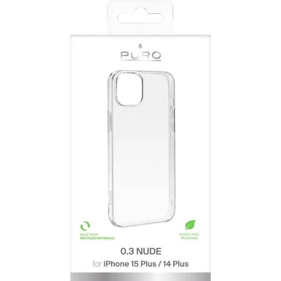 Puro Nude Ultra Slim TPU-case til iPhone 15 Plus, transparent