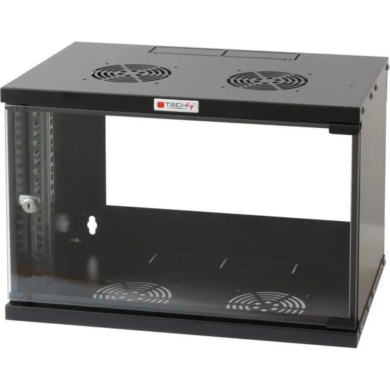 TECHly Væghængt 19" Rackskab 6U, 45 cm Dyb, Sort