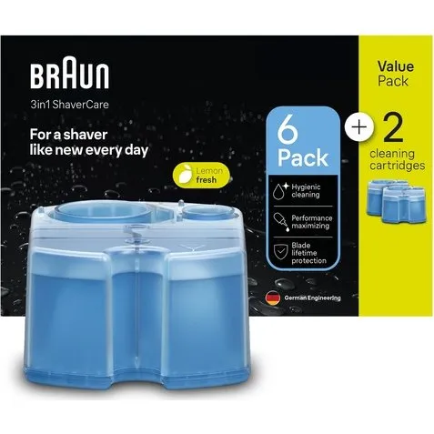 Braun 3-i-1 ShaverCare CCR6+2 Rensevæske 8 stk