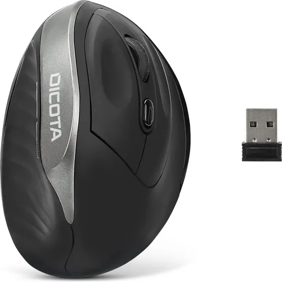 Dicota Relax Trådløs Ergonomisk Mus, Sort, 5 Knapper
