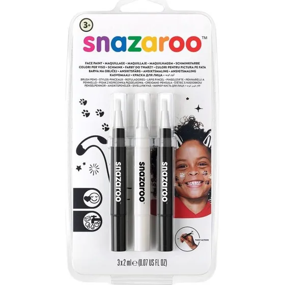 Snazaroo Black & White Penselmaling 3 stk. (2 sort, 1 hvid)