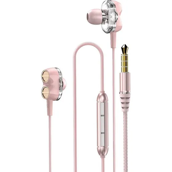 Dudao X15 In-ear hovedtelefoner 3,5 mm lyserød 1,2 m
