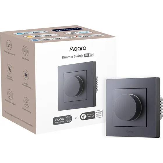 Aqara Dimmer Switch H2 Grå - Smart Lysdæmper med Zigbee & Matter over Thread
