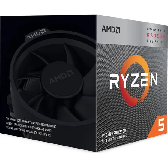 AMD Ryzen 5 3400G Wraith Spire, 4 kerner, 3.7 GHz, AM4, med køler