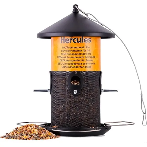 Fuglefoderhus Sort Metal Ø19 x H31 cm