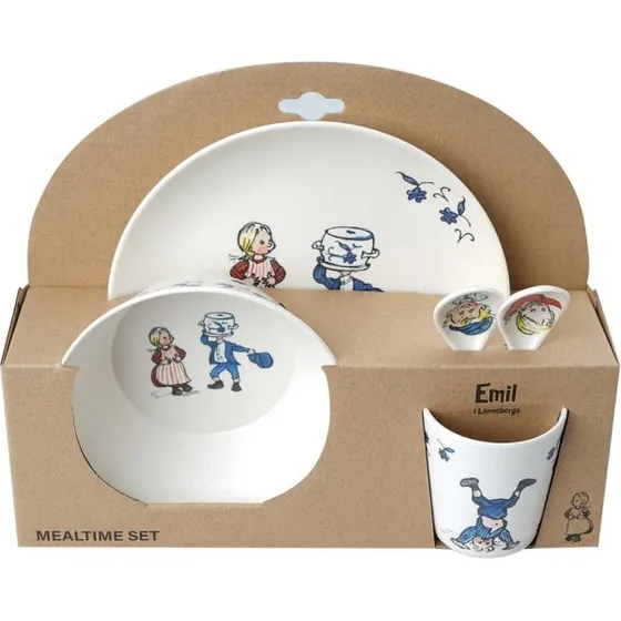 Barbo Toys Emil 100% Melamin 5 stk (tallerken, skål, bæger, 2 skeer)