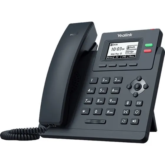 Yealink SIP-T31P VoIP-telefon, klassisk grå, 2 linier, 5-vejs opkald