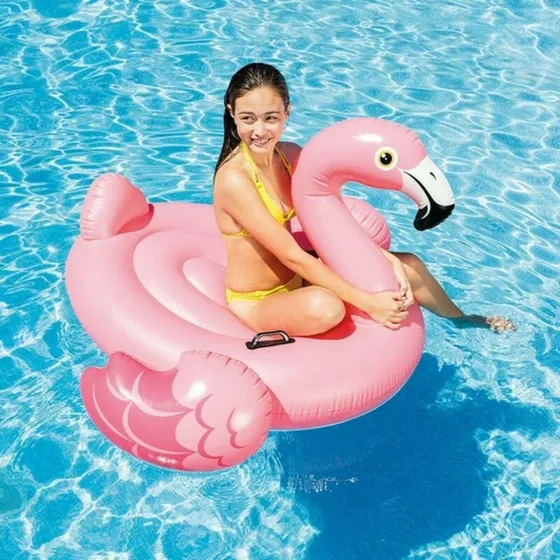 Intex Oppustelig Flamingo Ride-On, 142 x 137 x 97 cm, Pink, 2 Håndtag