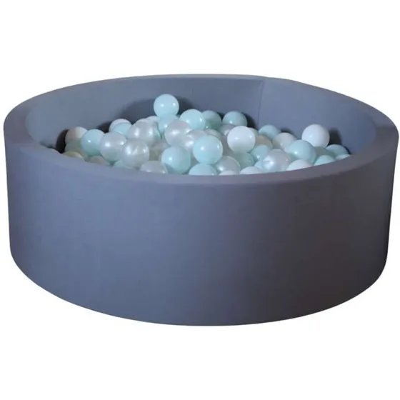 Kid'oh Boldbassin 90x30 cm – Grå med 300 bolde (White/Pearl/Mint)