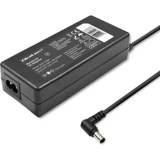 Qoltec 65W Strømforsyning 19V, Sort