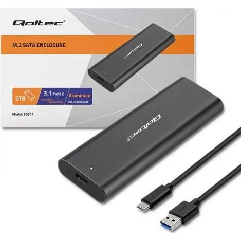Qoltec M.2 NVMe SSD-kabinet USB-C, sort