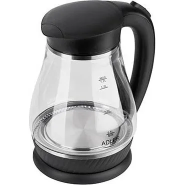 Adler AD 1274 Elkedel 1,7 l, 2.200 W, sort/glas