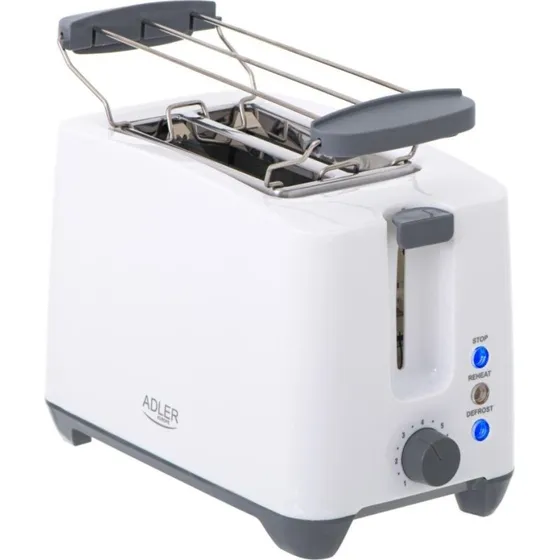 Adler AD 3216 Brødrister 2 Skiver, 750 W, Hvid/Grå