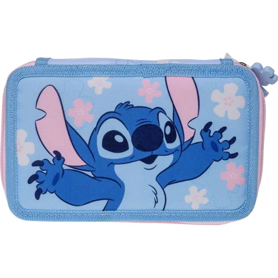 Disney Stitch Fyldt Dobbelt Penalhus med 16 Farveblyanter