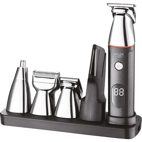 Adler AD 2946 5-i-1 Hårtrimmer med display, sort/stål