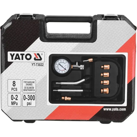YATO YT-73022 Kompressionstester til Benzinmotorer, 8 dele