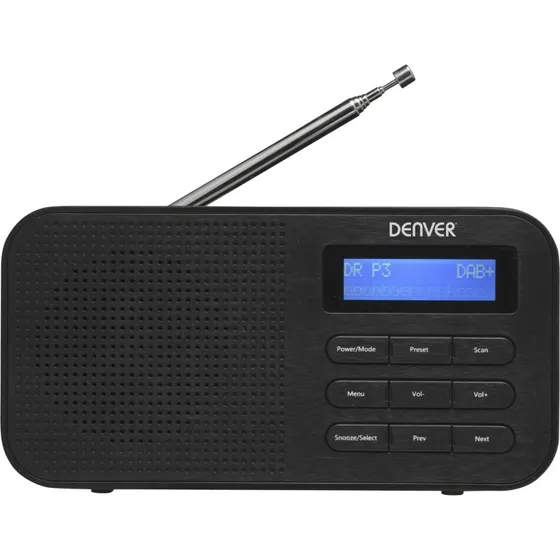 Denver DAB-42 Bærbar DAB+ Radio med Alarm, Sort