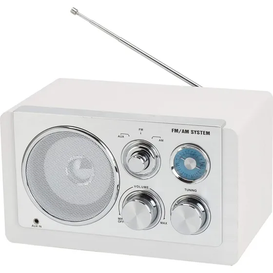 Denver TR-63W AM/FM radio, Hvid, AUX-indgang