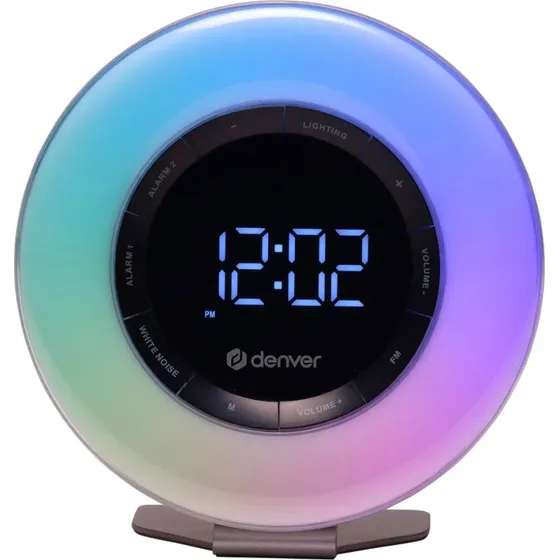 Denver CRL-342 Vekker med Wake-up Light, FM-radio og Dobbelt Alarm – Hvid