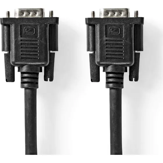 Nedis CCGP59100BK20 VGA-kabel 2m, Han til Hun, Nikkelplateret, Sort